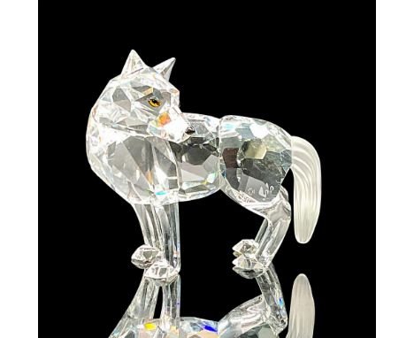 Made of clear facetted crystal, this wolf has a frosted tail and jet eyes. Part of the Fairy Tales theme group. Swarovski Swa