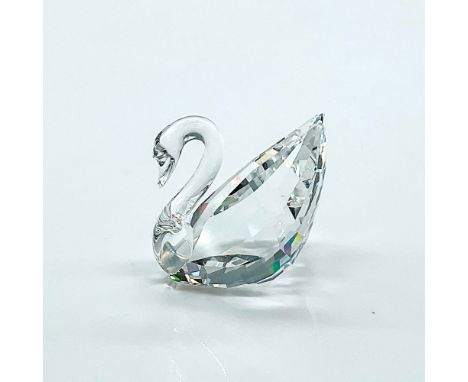 Multifaceted clear crystal swan. Swarovski etched backstamp. This item has its original box: 2.25"H x 2.5"dia and shipping bo