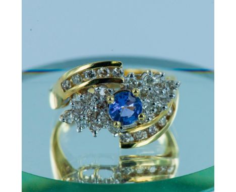 Natural amethyst center stone surrounded by 30pcÂ&nbsp;round brilliant diamonds weighting 1ct total, set in yellow gold. Diam