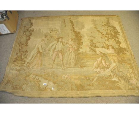 A large tapestry depicting Georgian figures at leisure. 