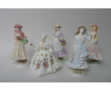 A collection of five various Royal Worcester and Doulton figures 