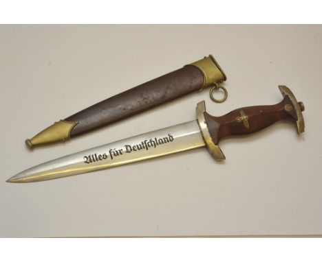 A German Third Reich World War II SA 1939 Dagger. The blade engraved 'all for Germany' Maker, Eickhorn Solingen M7/66