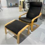 IKEA POANG ARMCHAIR & FOOTSTOOL