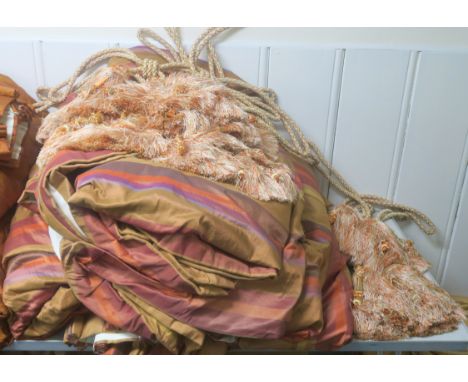 Two pairs of striped curtains, 220cm wide x 265cm drop and 380cm wide x 280cm drop (2) (af) Condition Report: Curtains are in
