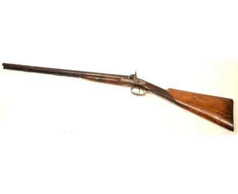 Victorian, 16 bore Percussion hammer action double barrlled muzzle loading fowling gun By John Blissett, 321 High Holborn, Lo