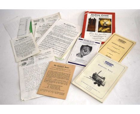 Taxidermy Ephemera: Quantity of 20th century taxidermy Auction House and shop catalogues to include Bonhams Chealsea Natural 