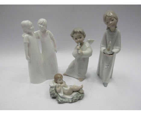 A Coalport figural group "Special Friends" two Lladro figures and a Nao figure a/f (4) 