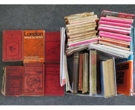A box of Ordnance Survey and other folding maps, Ward Lock guides etc.