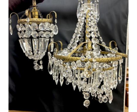 A bag chandelier and a smaller bag chandelier (2)***CONDITION REPORT***PLEASE NOTE:- Prospective buyers are strongly advised 