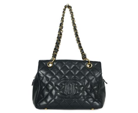 ** ** A Chanel Classic Petit Timeless Tote in black caviar with gold hardware, Authentication no: 11541003 (with card) c.2006