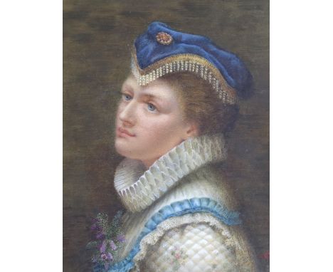 Ernest Crofts R.A. (1847-1911), pastel, portrait of Mary Queen of Scots, monogrammed and dated, 1890, 33 x 25cm***CONDITION R