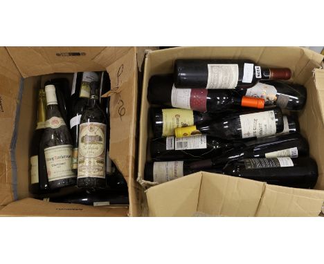 Twenty-one assorted bottles of red and white wine, including Chateauneuf du Pape, Valdeinfante 1996, Bourgeois Lachamps Chard