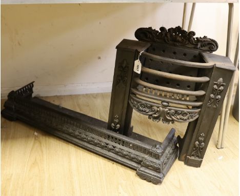 A cast iron and fire grate and fender, fire grate 52cm high***CONDITION REPORT***PLEASE NOTE:- Prospective buyers are strongl