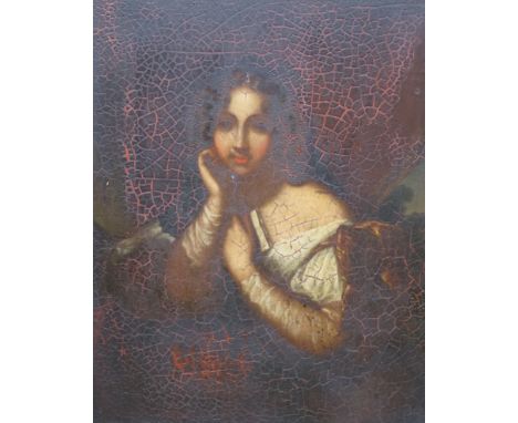 19th century Italian school, oil on zinc, Portrait of a seated girl, gilt framed, 47 x 38cm***CONDITION REPORT***PLEASE NOTE: