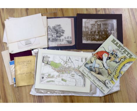 A collection Sussex and mainly Lewes related documents including; a copy of the Lewis and Brighthelmstone Pacquet newspaper, 