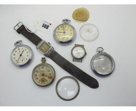Ingersoll Openface Pocketwatches, (damages / incomplete); a vintage gent's wristwatch, etc. 