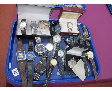 A Quantity of Modern  Gent's Wristwatches, including Rotary, Citron, Storm, Constant, Slazenger, etc:- One Tray.