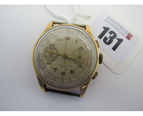 Chronographe Suisse; A Vintage Chronograph Gent's Wristwatch Head, (no strap) the dial with centre seconds and two subsidiary