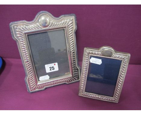 A Modern Small Hallmarked Silver Mounted Rectangular Photograph Frame, Carrs of Sheffield, 1988, on plush easel back, overall