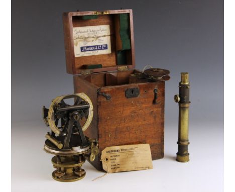 A Casella of London model 101 theodolite, mid 19th century, engraved maker's mark and date '1870' to central plate, 19.5cm hi