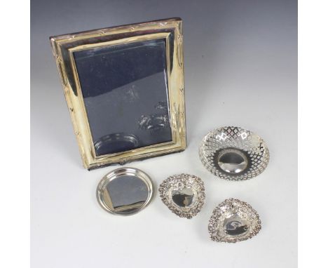 A selection of silver, including a pair of Victorian trinket dishes, S Blanckensee &amp; Son Ltd, Birmingham 1894, of openwor