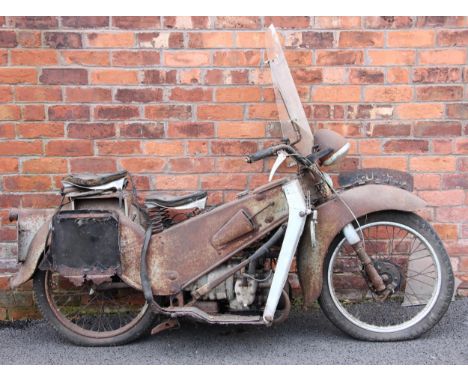 A Velocette L.E. Model 149cc motorcycle, registration number GUJ 927, barn find condition, with tax disc dated January 1957, 