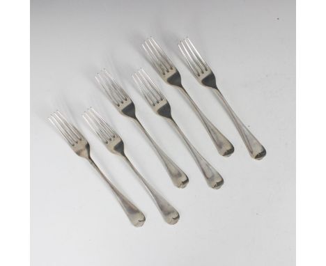 A set of six Victorian silver Old English pattern table forks, John Round &amp; Son Ltd, Sheffield 1896, of typical form, 21c