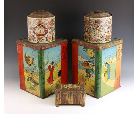 A Huntley &amp; Palmer 'Rustic' biscuit tin, early 20th century circa 1910, modelled as a trunk formed from logs, with ornith