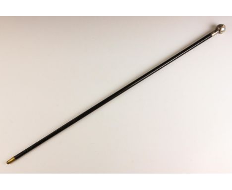 A silver topped Palestine Police swagger stick, early 20th century, the spherical top set with the police crest and hallmarke