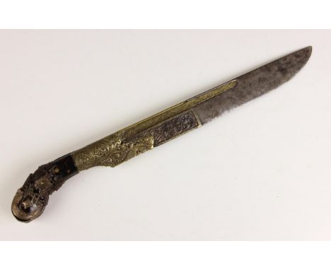 A Sinhalese Piha-Kaetta or Pihiya [a King's or Noble's knife], possibly 18th century, the hilt adorned with silver coloured a