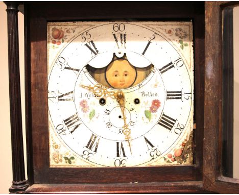 A George III oak and mahogany cross banded eight day longcase clock signed J Wylder, Bolton, the 36cm painted square dial wit