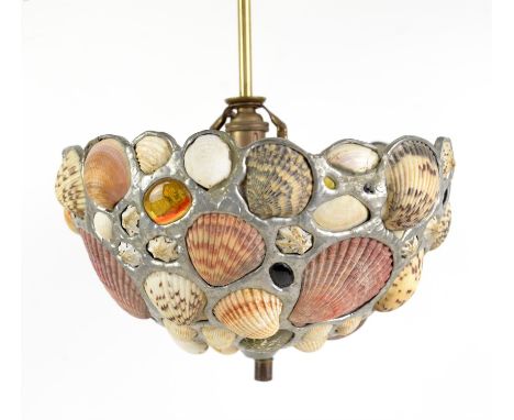 Jose Produit grotto style shell pendant lamp, c.1970s, engraved 'Jose Produit Studios, Carmel, California', diameter 29cm 