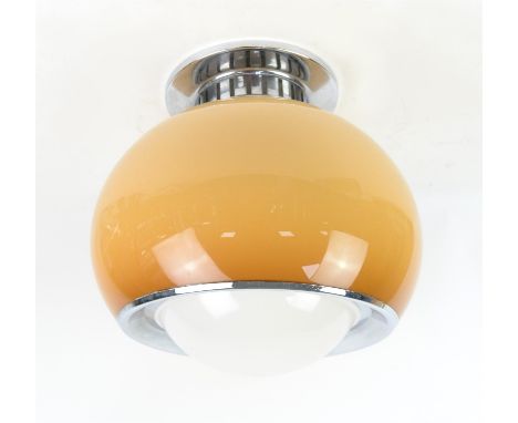 Italian chrome plated and plastic ceiling light by Harvey Guzzini, h30cm diameter 34cm, purchased by the vendor in 1973