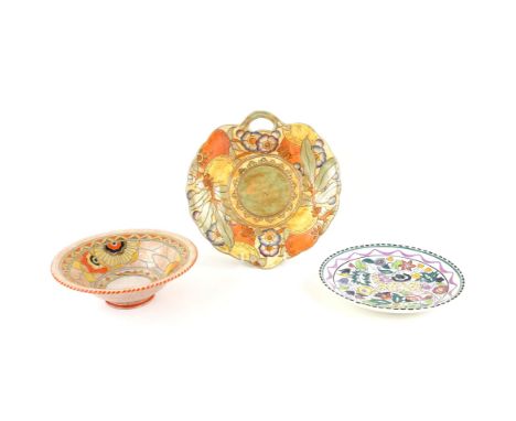 Charlot Rhead for Crown Ducal Rhodian pattern bowl, 20cm dia., and a Charlot Rhead for Bursley Ware TL5 Autumn pattern leaf d