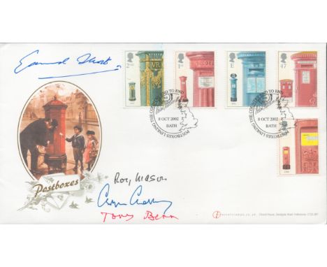 Christopher Chataway, Edward Watson, Tony Benn and Roy Mason Postboxes FDC with 5 official stamps and two post marks dating 8