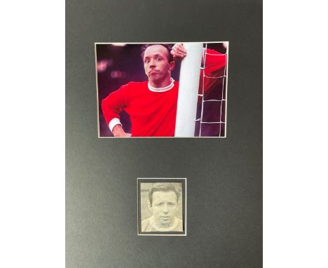 Football Nobby Stiles 16x12 overall mounted signature piece includes signed magazine photo and Manchester United colour photo