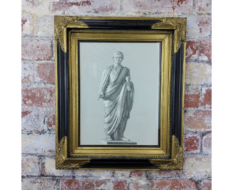 A decorative lithograph of&nbsp;Emperor Augustus, in an ebonised and gilt wood frame 41cm x 50cm 