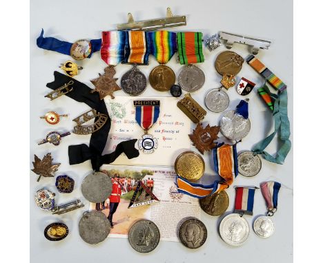 Militaria - PTE T.E.Osborn 12-206 YORK &amp; Lancs regiment; Edward VII coronation medallion, Spink &amp; Sons; WWI Speed Up 