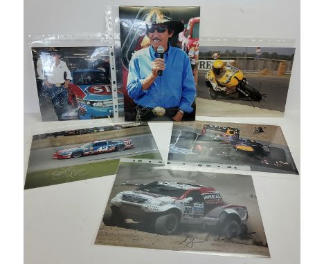 Sebastian Vettel signed in black 12 x 8 colour print of a Red Bull RB9 - four time F1 World Champion; Richard Petty signed in