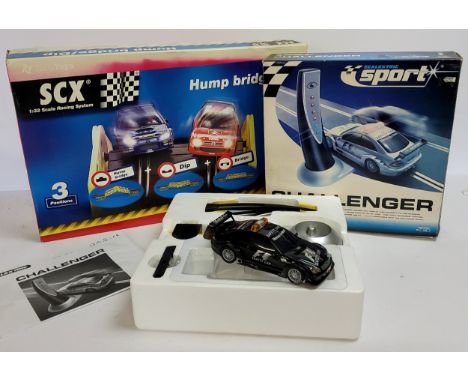 A scarce Scalextric Sport Challenger Intelligent Race System includes black Mercedes CLK F1 Safety Car, magnet plate, smart k