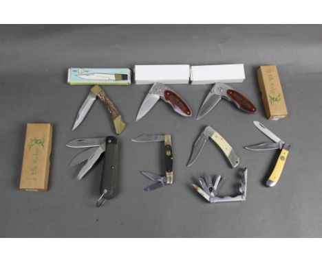 Eight folding pocket knives, multi tools etc. by Elkridge etc. SALES TO OVER 18'S ONLY.  CAN ONLY POST VIA AN AGE VERIFIED ME