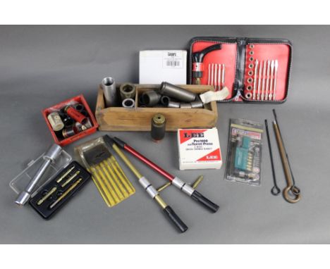 A quantity of reloading equipment, bore guides, various tools etc.