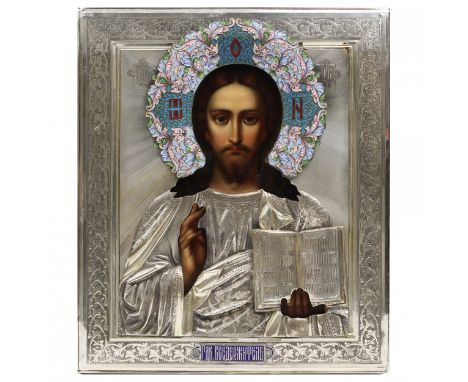 The icon of the Lord Almighty, created in Moscow at the turn of the 19th and 20th centuries, is a half-length image of Christ