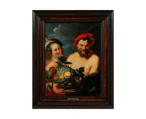 Painting - Allegorical motifs with Bacchus. One of the variations of the painting is a Satyr holding a basket of grapes and a