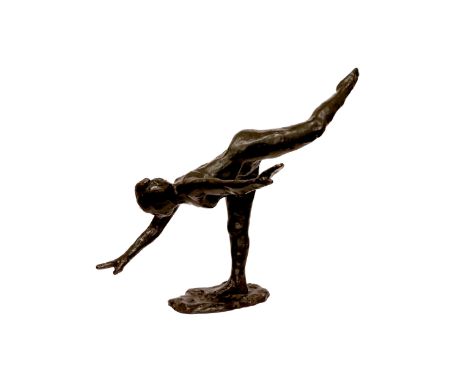 Sculpture - Large Arabesque, third position, bent Swallow, after Edgar Degas. Model 1880, bronze ebb. H-40cm. Width: 57cm, He