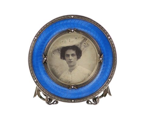 Master of the Faberge company I. Britsyn. Silver photo frame with guilloche enamel. St. Petersburg, 1908-1917. Silver, carvin