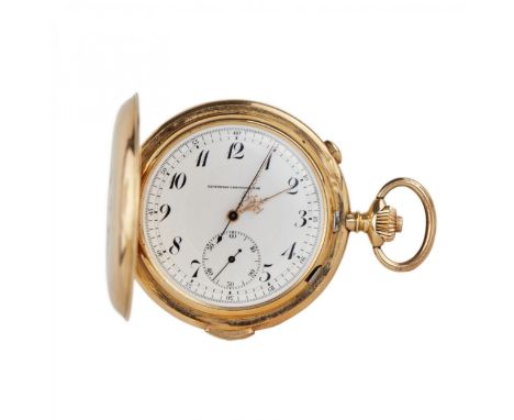 Heures Repetition Quarts Taschenuhr Chronographe 14K gold pocket watch with quarter repeater Polished 14 carat yellow gold ca