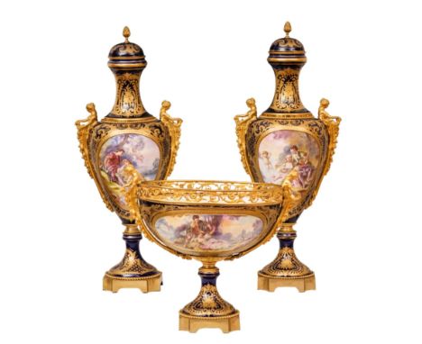 Unique porcelain set made at the Sevres Porcelain Manufactory (Manufacture Nationale de SÃ¨vres) in the first half of the 19t