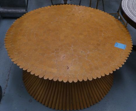 ATTRIBUTED TO MCGUIRE WHEATSHEAF TABLE, vintage 1970's American bamboo, 91cm diam x 40cm H. 