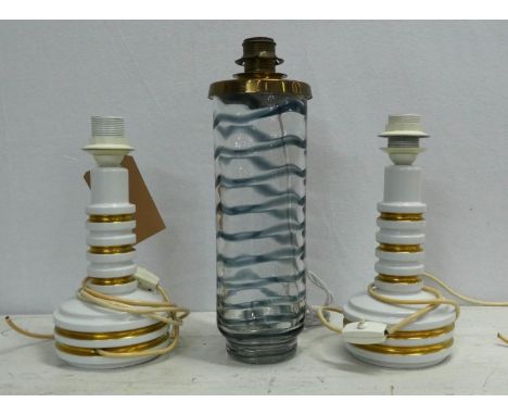 EDILE STEIN TABLE LAMPS, two, 40cm at tallest and a lamp attributed to Doria. (3) 